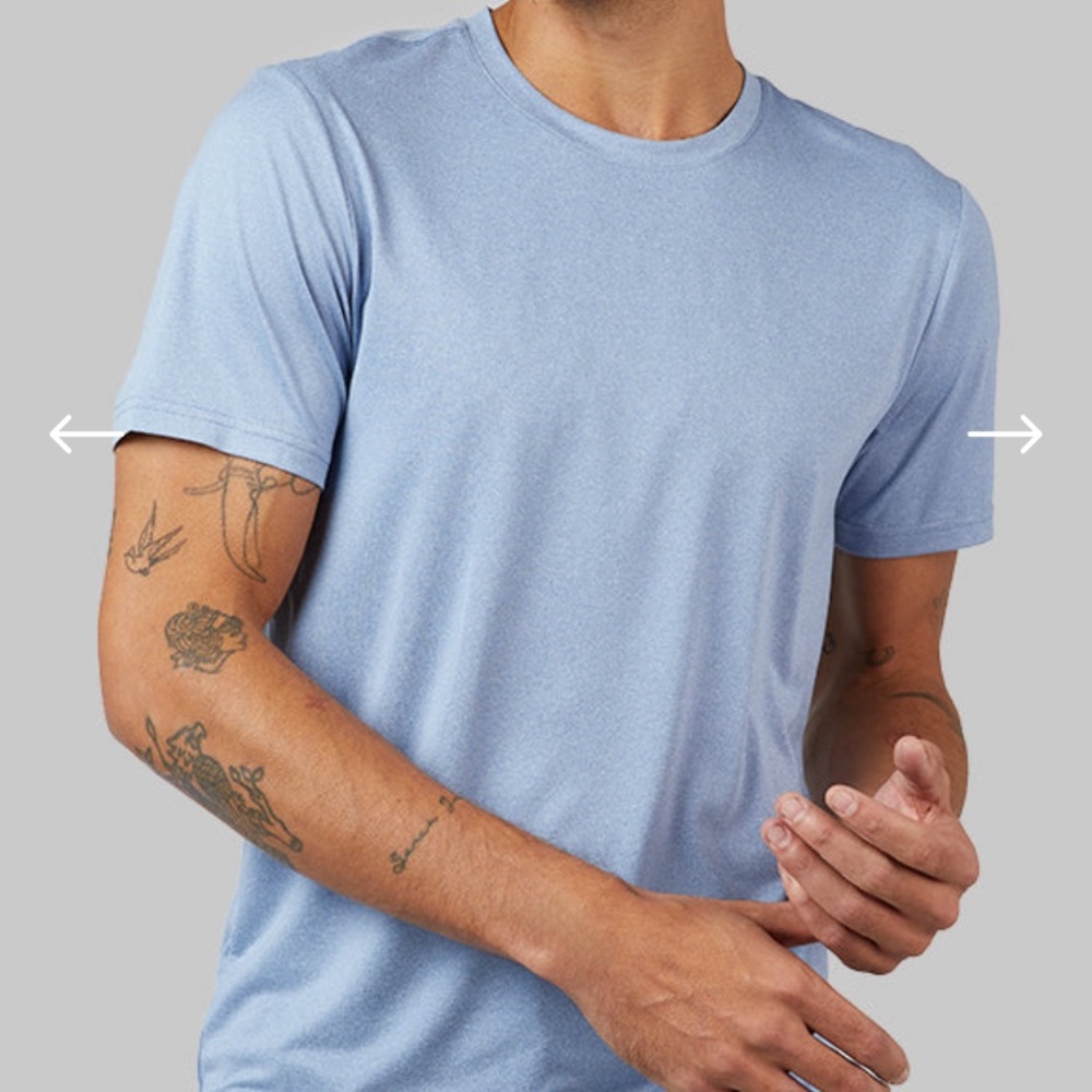 NWT Nordstrom 90 Degree Men’s Crew Neck T-Shirt Heather Light Blue lightweight